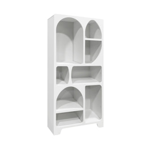 Etagère bibliothèque organique effet bois blanc plusieurs niches 8 compartiments