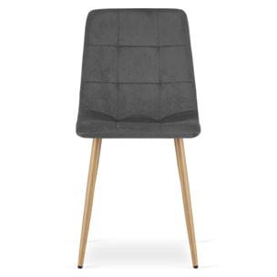 Sedia Kara in velluto grigio scuro con gambe effetto legno