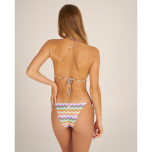 Top de bikini triángulo cortina con estampado zigzag