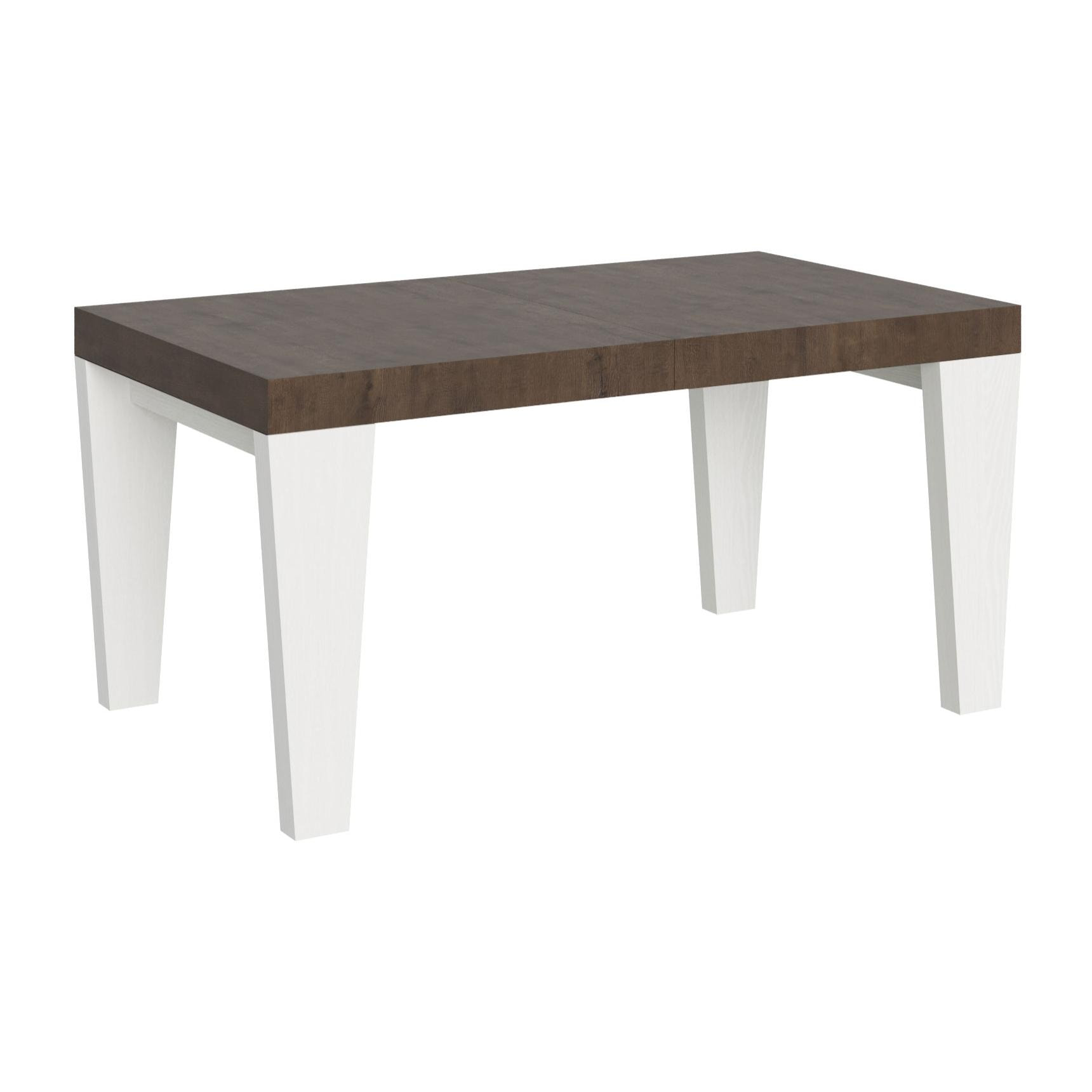 Mesa extensible 90x160/420 cm Spimbo Mix tapa Nogal patas Fresno Blanco