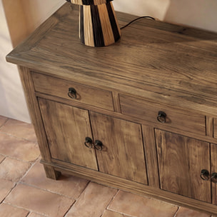 Buffet en bois recyclé 3 portes et 4 tiroirs - Mastic