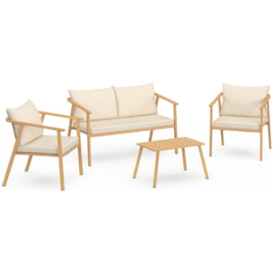 Salon de jardin Paros 4 places bois et beige