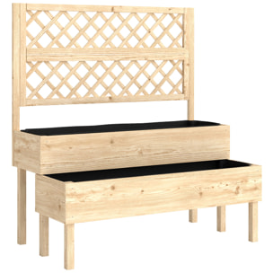 Jardinière sur pieds 2 niveaux en escalier avec treillis - 108 x 62 x 120 cm - bois pré-huilé