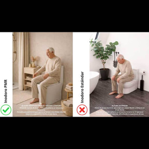 Pack Wc PMR + Manchon De Conexxion | WC Adapte | Mobilite Reduite | Abattant Frein de Chute | Double Chasse | Sortie Duale | Alday