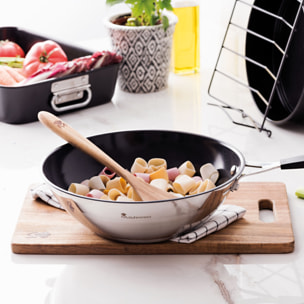 Wok ø28x8,5cm en acero inoxidable apta para inducción smart masterpro