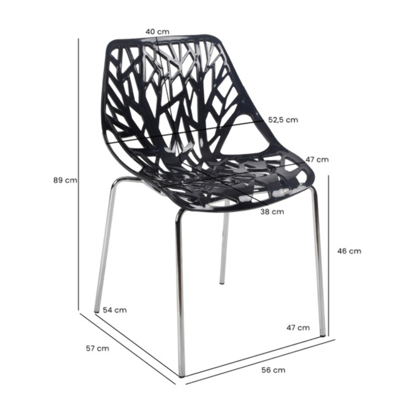 Chaise ajourée et empilable avec pieds métal chromé - QUEEN 3