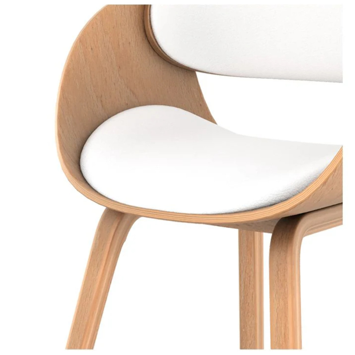 Chaise en bois clair et PU blanc - Adelmar