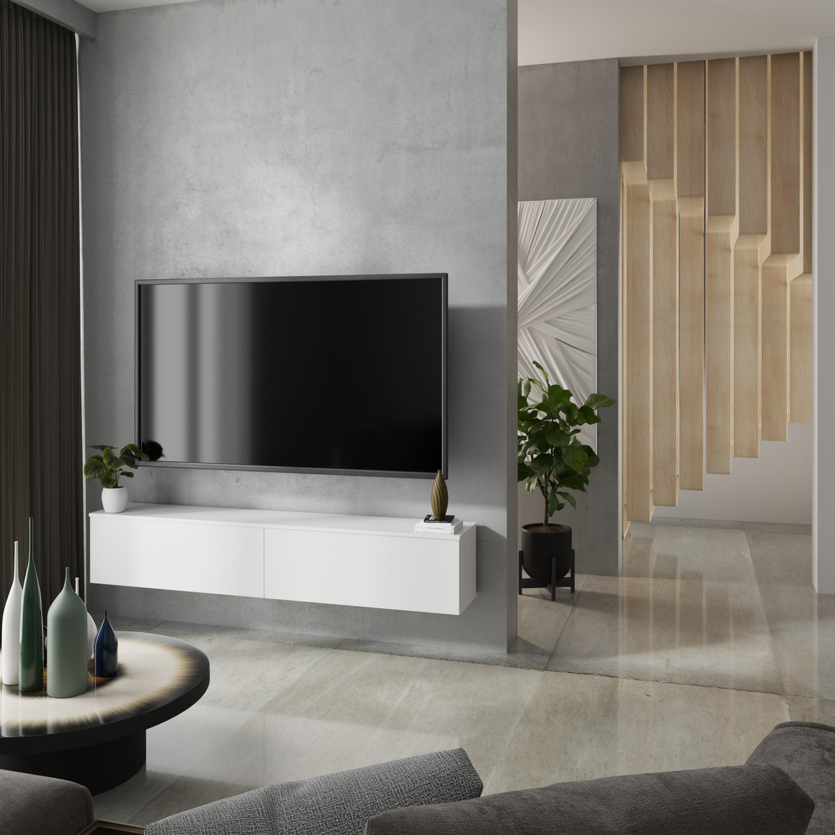 Mobile TV Sospeso Nicole 160 cm Bianco