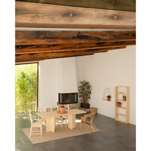 Table à manger en bois massif ton naturel en différentes tailles