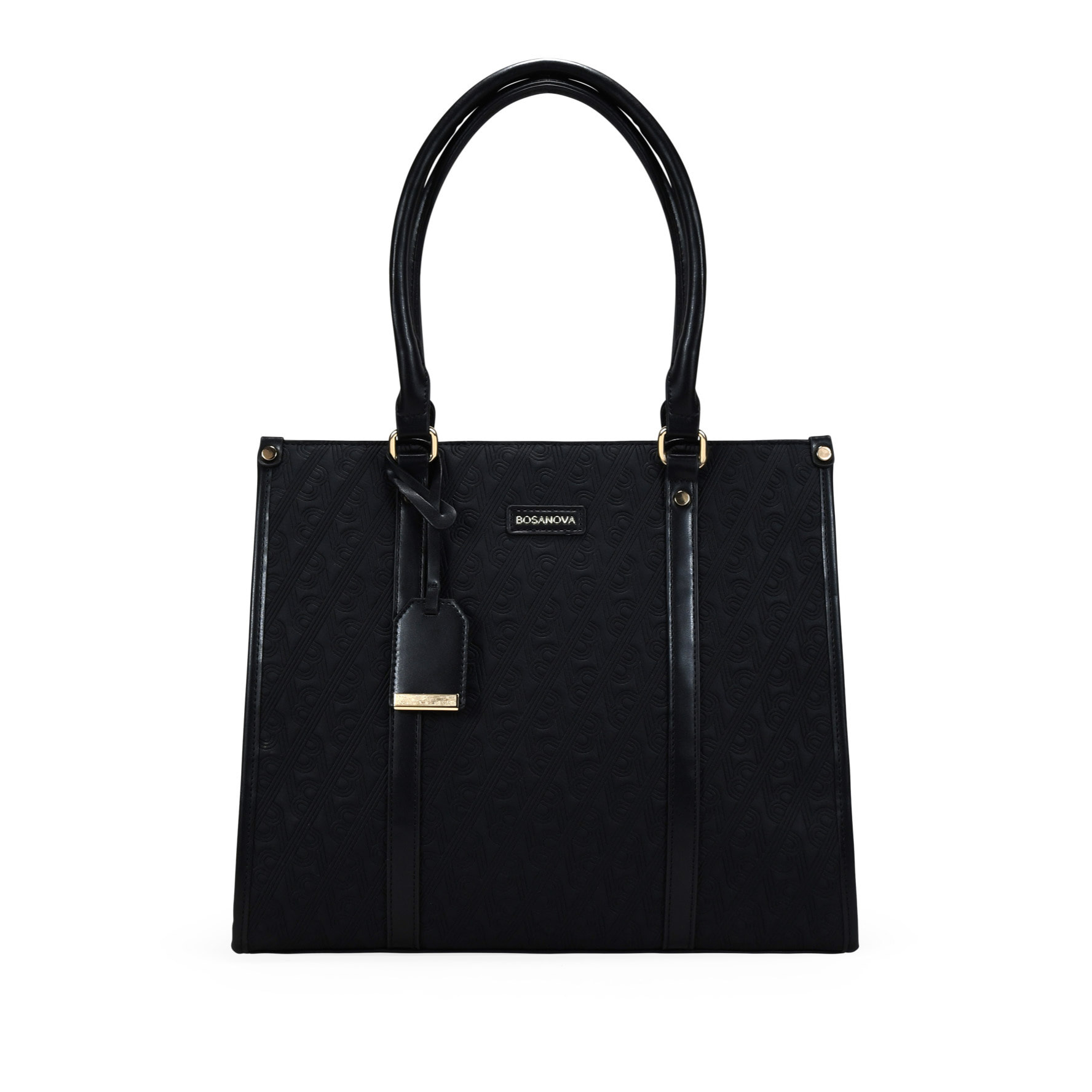 Bolso shopper negro con grabado de B