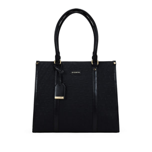 Bolso shopper negro con grabado de B