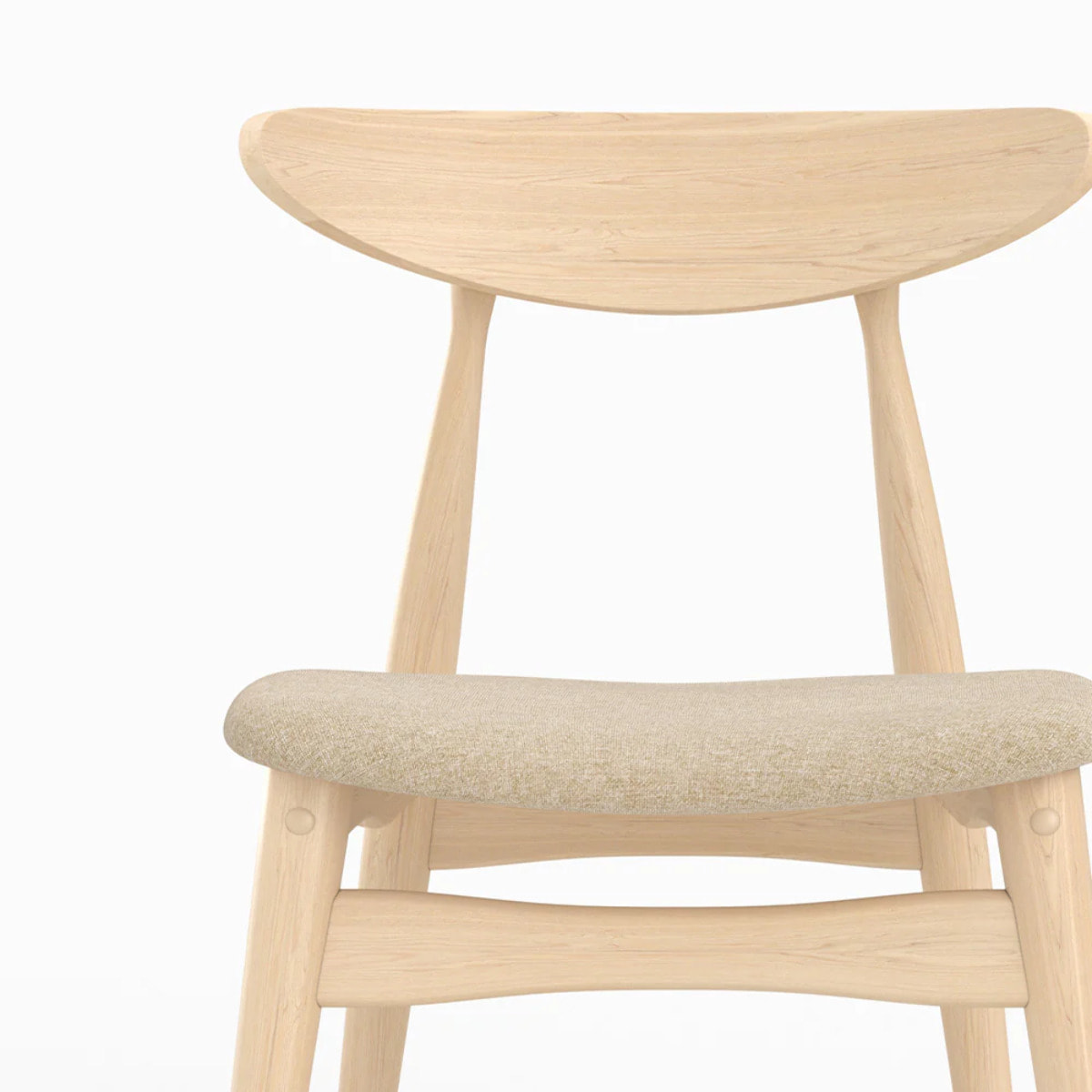 Lot de 2 chaises en tissu beige et bois d'hévéa - Josette