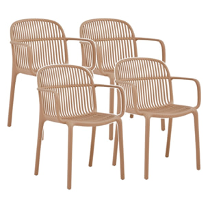 Set da 4 sedie da giardino con braccioli in polipropilene tortora – Sintra