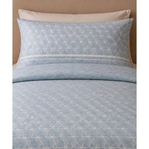 Parure Copripiumino Geo Azzurro in Cotone 100% Made in Italy, Stampa Digitale HD