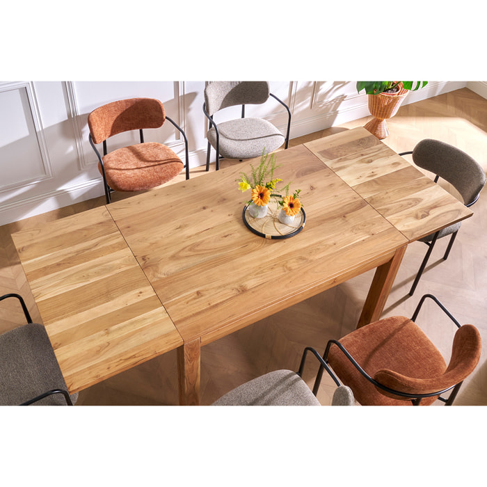 Table extensible rallonges intégrées rectangulaire en bois massif L120-210 cm BALTO