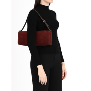 Borsa a spalla da donna Made in Italy - Valoria Chic - Pelle scamosciata - 35.0 x 14.0 x 10.0 cm