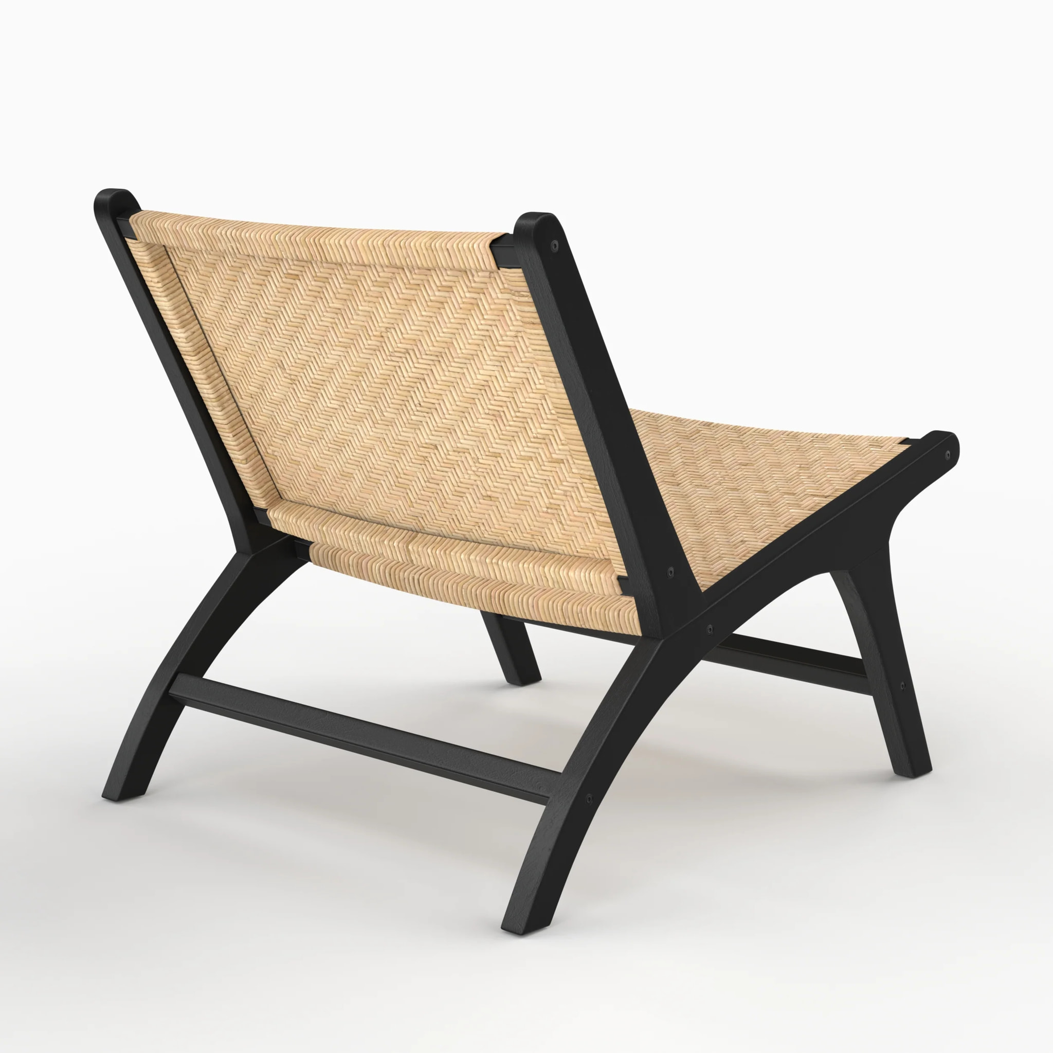 Fauteuil en bois de teck noir et tressage chevron en rotin - Kilka