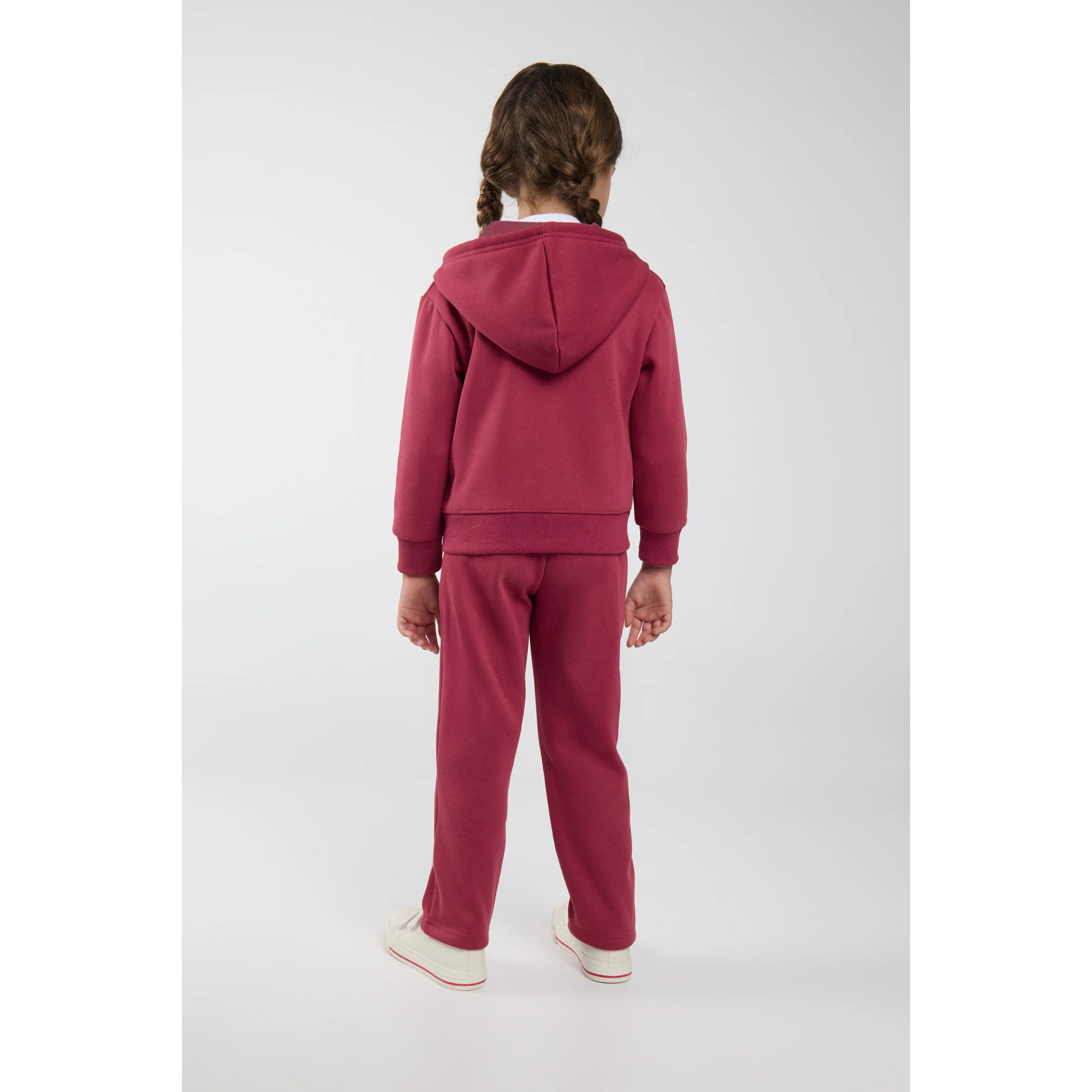 Chándal deportivo de niña afelpado chaqueta y pantalón recto rosa
