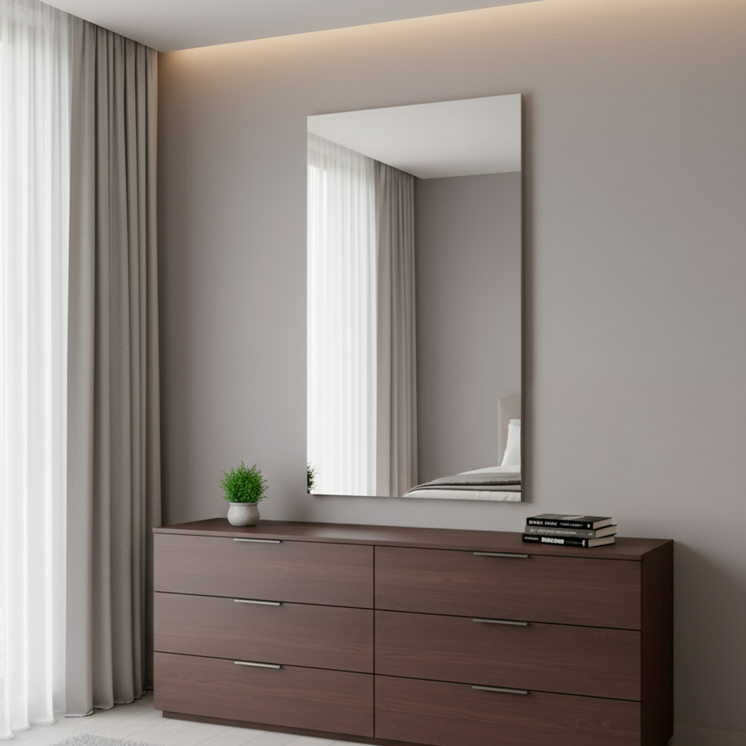 Specchio Rettangolare Filolucido Con Vetro Da 5 mm Bordi a 90&deg; Installazione Verticale e Orizzontale Reversibile Con Pellicola Antiesplosione e Ganci Inclusi Design Moderno Per Bagno Casa 70 X 100 Cm