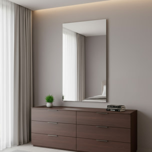 Specchio Rettangolare Filolucido Con Vetro Da 5 mm Bordi a 90&deg; Installazione Verticale e Orizzontale Reversibile Con Pellicola Antiesplosione e Ganci Inclusi Design Moderno Per Bagno Casa 70 X 100 Cm