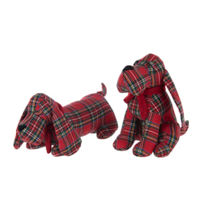 J-Line cale-porte Chien Carreaux - polyester - rouge/vert foncé - 2 pièces