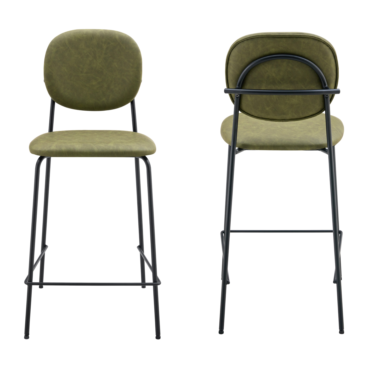 Lot de 2 tabourets de bar en simili vert EDMOND
