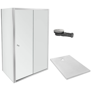 Receveur Ipso + paroi porte pivotante angle + bonde