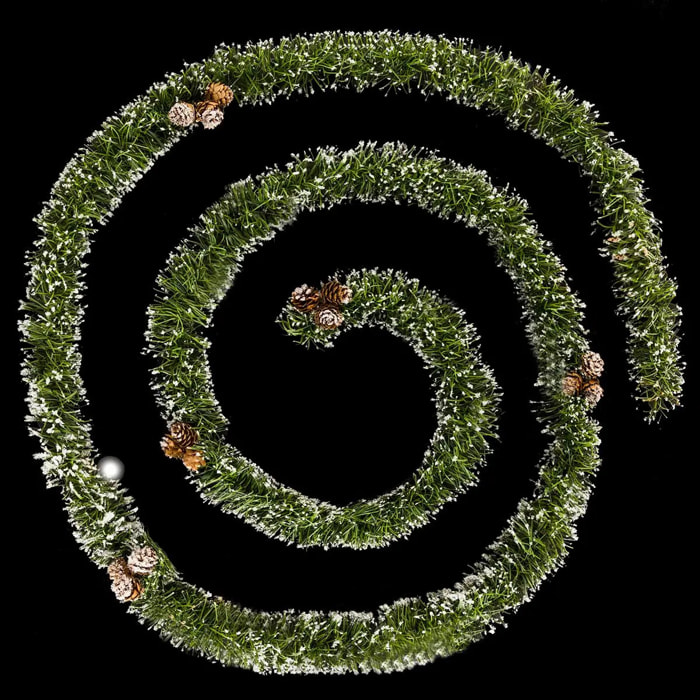 Guirlande floquée pommes de pin 7,5cmx2,7m 4 plis vert