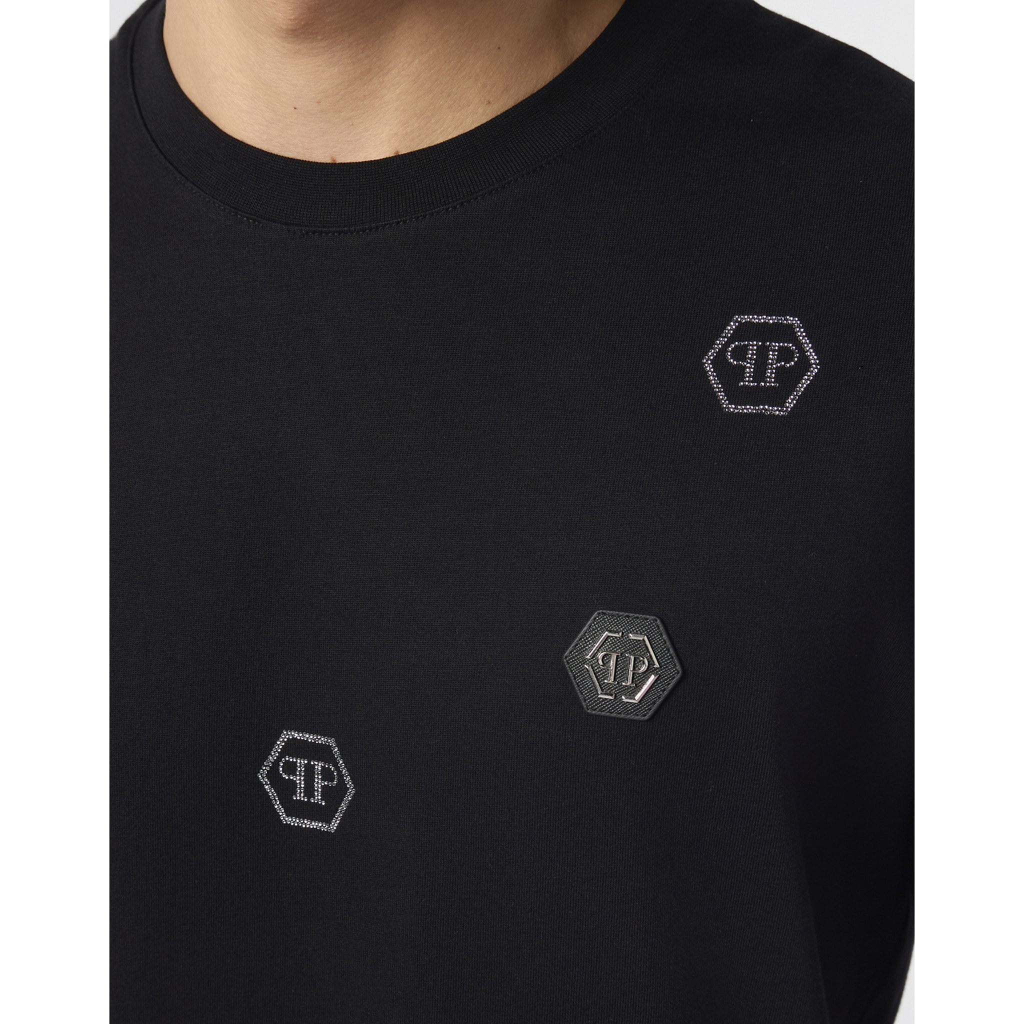 PHILIPP PLEIN Round Neck T-Shirt Monogram Stones Monogram