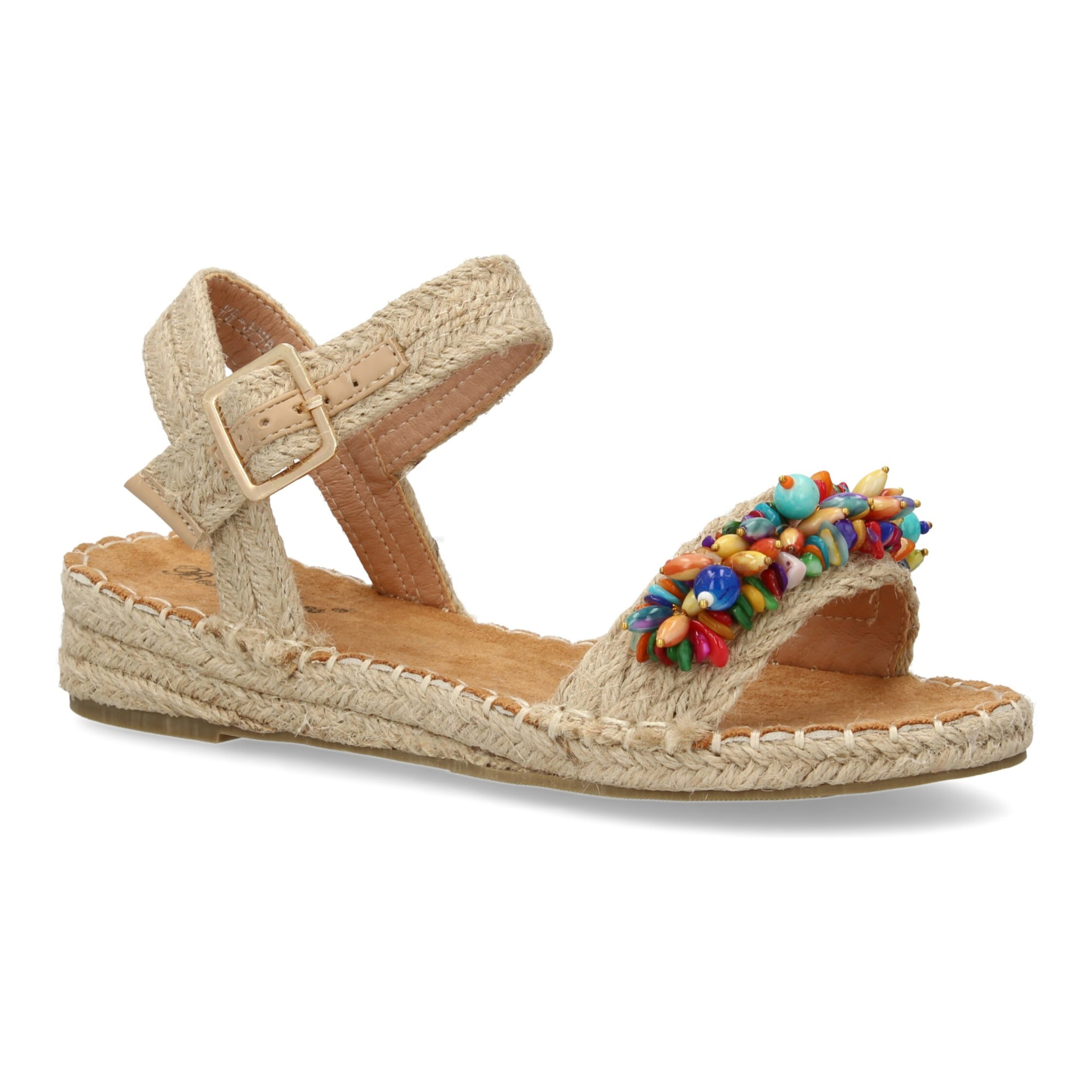 Sandalia plana de yute para mujer, comodas y elegantes diseño moderno con adorno en la pala
