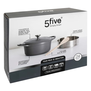 Cuiseur vapeur D24cm fonte d'aluminium gris