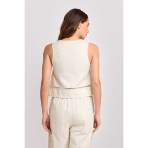 Kocca - Top cropped con inserti traforati Donna, Tinta unita, Girocollo