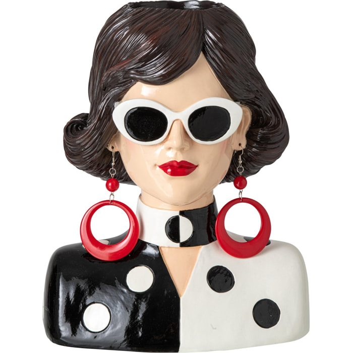 J-Line Vase femme - résine - noir/blanc