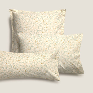 Funda de almohada algodón percal 180 hilos hojas Senolio color verde 100% Algodón percal