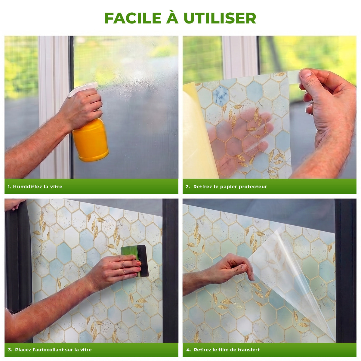 Adhésif Film Fenêtre Anti Regard Occultant - NID D'ABEILLES CHIC