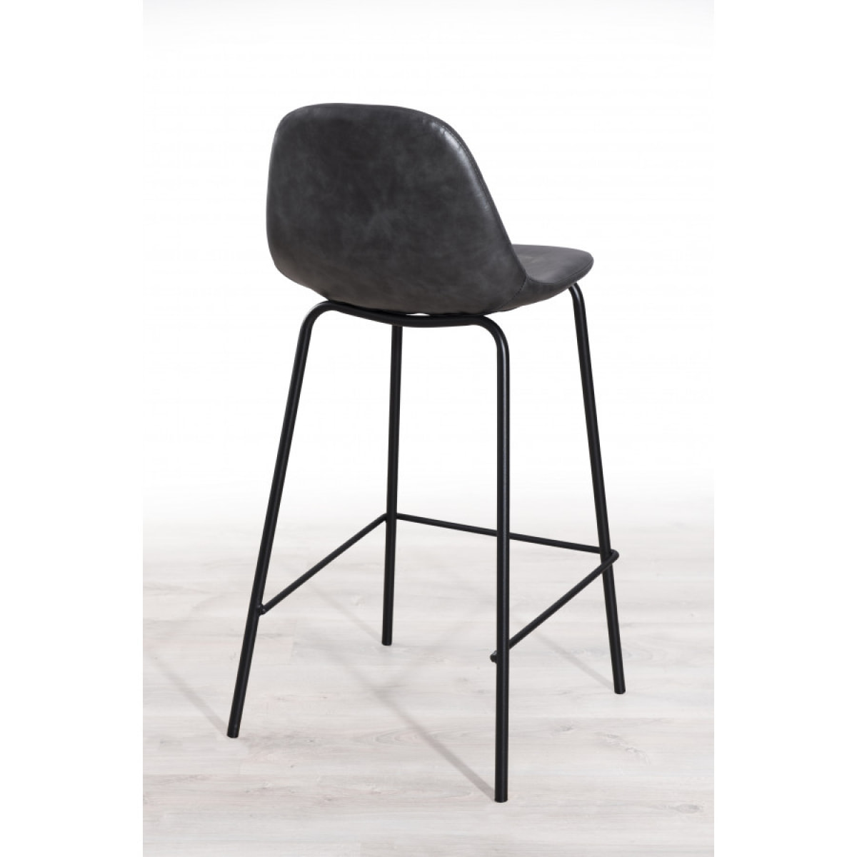 AUGUSTIN - Lot de 2 tabourets de bar John anthracite hauteur d'assise 65cm