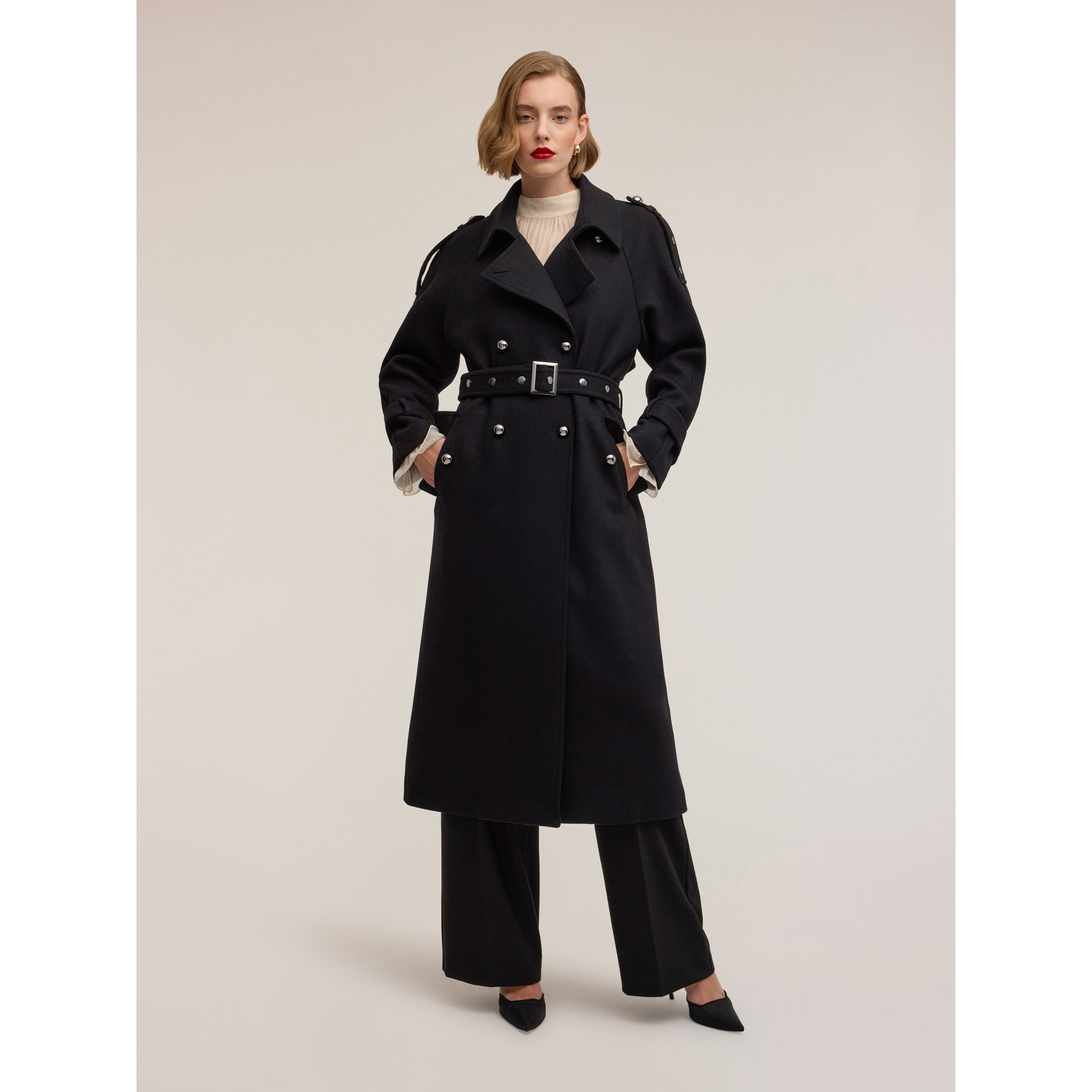 Motivi - Trench cruzado Smart Couture - Negro