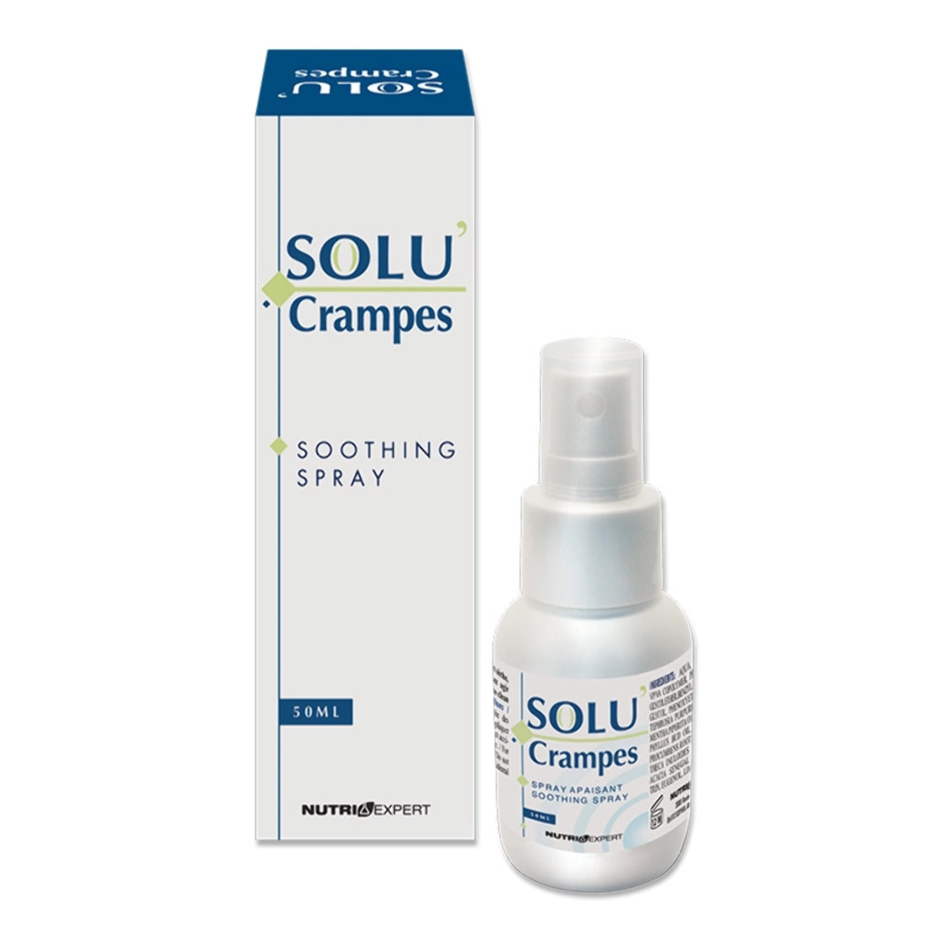 NUTRI EXPERT - Solu' Crampes Spray - Contre les crampes et contractions - Apaise et calme les douleurs musculaires localement - Sensation de bien-être immédiat - Extraits de Plantes - Spray 50ml