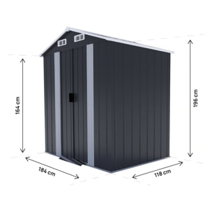 Abri de jardin en métal avec porte coulissante "Boston" - 2,17 m² - Gris