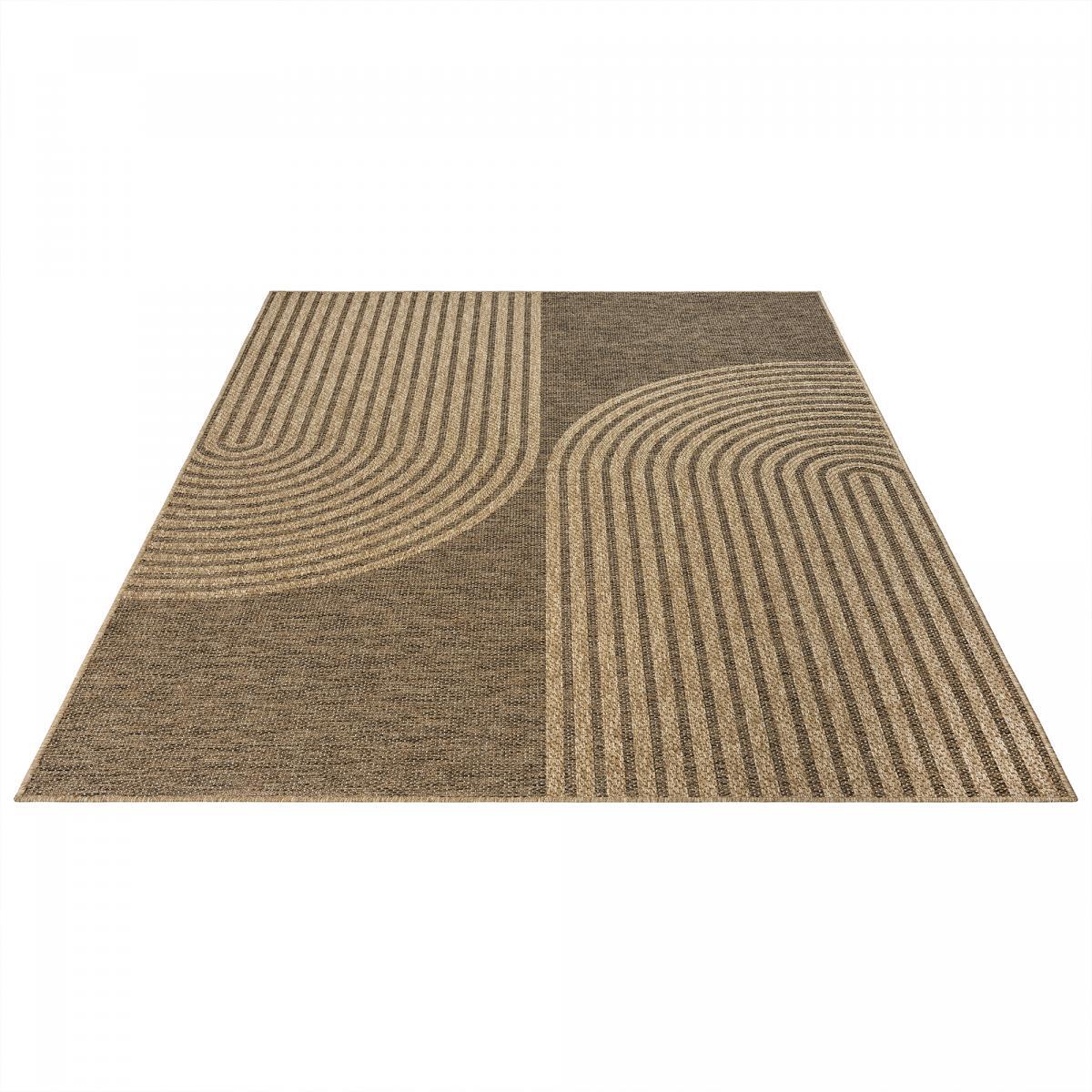 Tapis extérieur intérieur NOLIM aspect jute motif arc-en-ciel