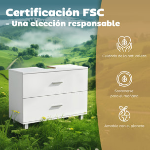 Mueble Bajo Lavabo, Mueble de Baño con 2 Cajones, Estilo Moderno, para Lavabo sin Pedestal, 80x30x60 cm, Blanco