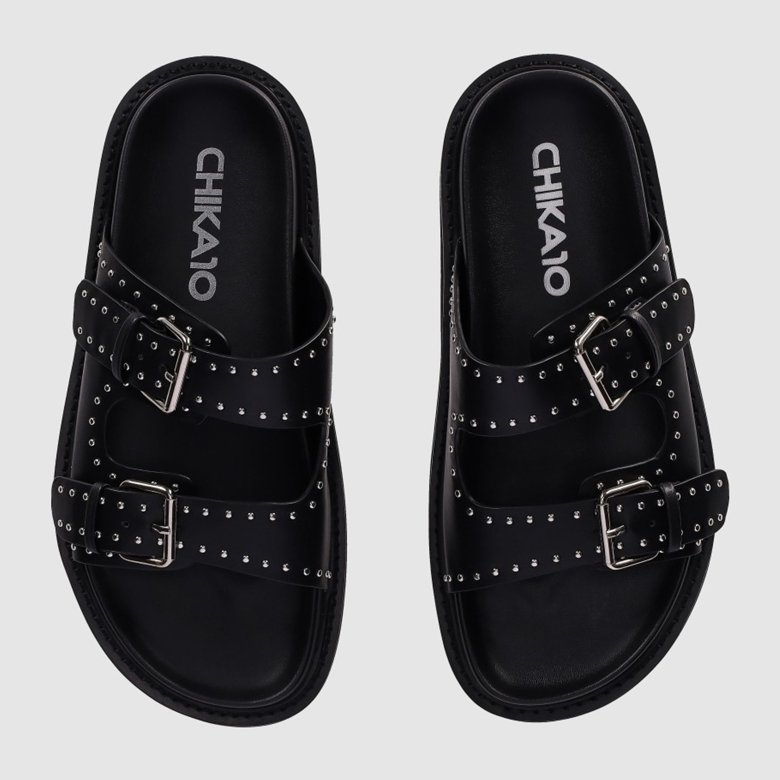 Sandalias de Piel Sintética - Negro - Tacón: 1 cm