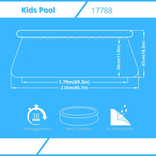 Piscinetta Gonfiabile Mondo Marino Avenli 205x47cm per Bambini