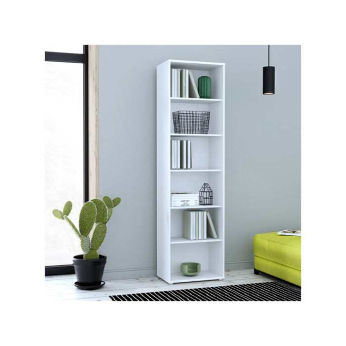 Étagère H. 198 x L. 54 cm décor blanc avec 5 étagères - MIA