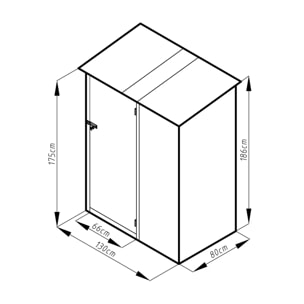 Abri de jardin métal taupe 1,04 m² + kit d'ancrage