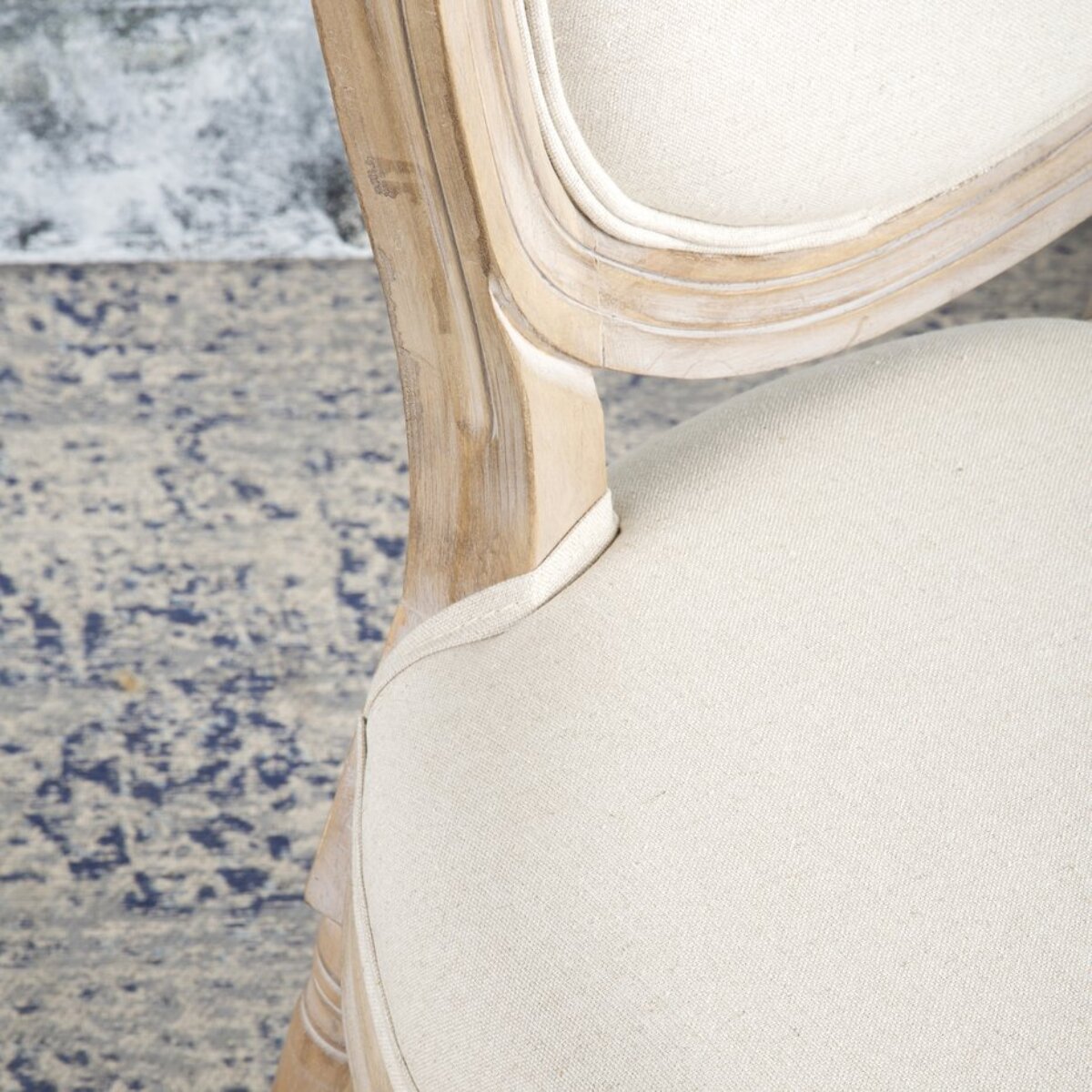 Chaise rembourrée Victoria -bois massif de bouleau / mousse et tissu-couleur beige 48 x 96 x 46 cm