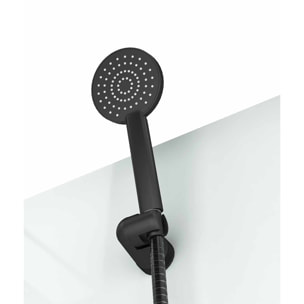 Cabine de douche carrée 80x80x200cm - Porte pivotante - Fonds Blancs - Receveur et Profilés Noirs
