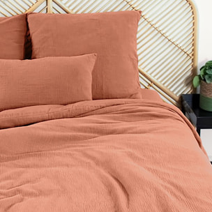 Parure housse de couette unie 100% gaze de coton - ozen - kaki