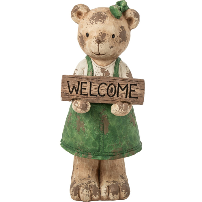 J-Line Ours bienvenue - magnésium - vert/marron