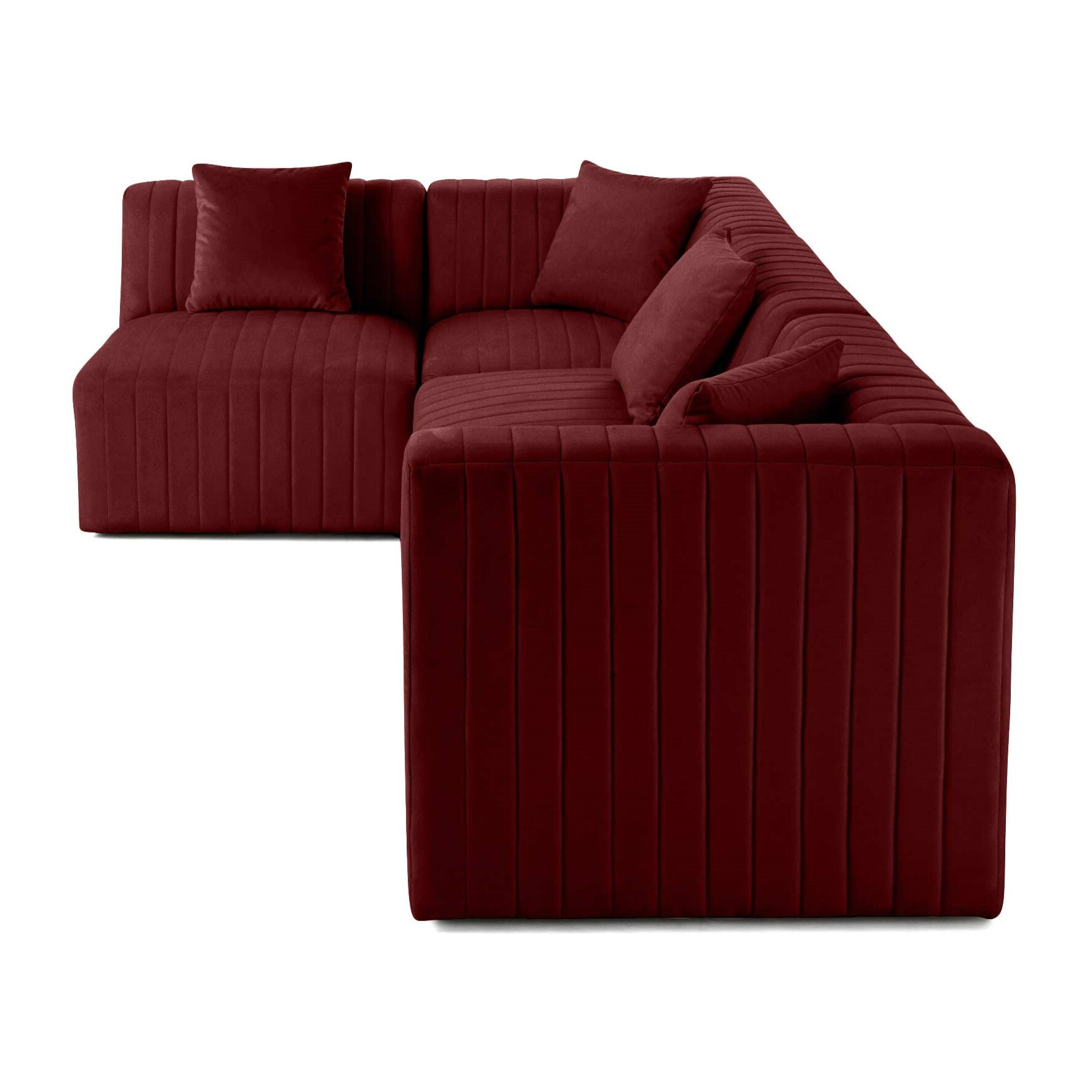 Nova - canapé modulable d'angle gauche - 5 places - en velours - Rouge